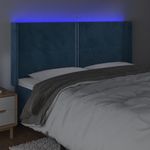 Casa si Gradina - Mobilier - Paturi si accesorii - Accesorii paturi - Tablie de pat cu LED, albastru inchis, 163x16x118/128cm catifea - Infinity.ro