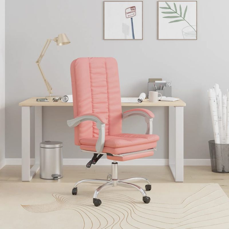 Casa si Gradina - Mobilier - Scaune si fotolii - Scaune - Scaun de birou rabatabil, roz, piele ecologica - Infinity.ro