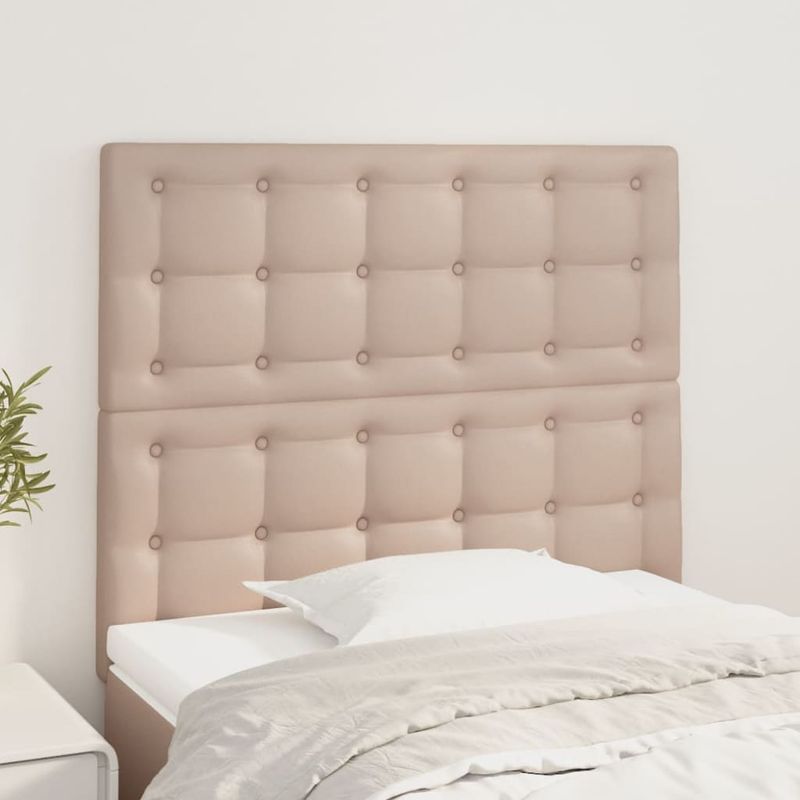Casa si Gradina - Mobilier - Paturi si accesorii - Accesorii paturi - Tablii de pat 2 buc, cappuccino 90x5x78/88 cm piele ecologica - Infinity.ro