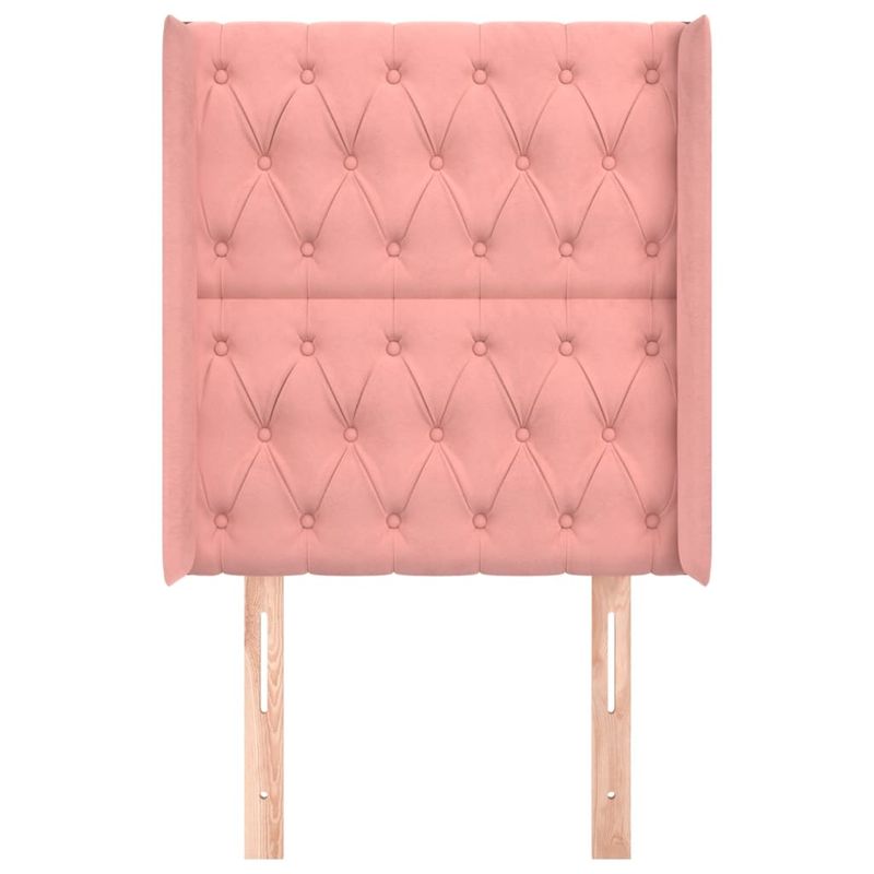 Casa si Gradina - Mobilier - Paturi si accesorii - Accesorii paturi - Tablie de pat cu aripioare, roz, 83x16x118/128 cm, catifea - Infinity.ro