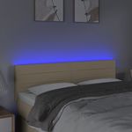Casa si Gradina - Mobilier - Paturi si accesorii - Accesorii paturi - Tablie de pat cu LED, crem, 144x5x78/88 cm, textil - Infinity.ro