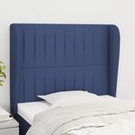 Casa si Gradina - Mobilier - Paturi si accesorii - Accesorii paturi - Tablie de pat cu aripioare, albastru, 83x23x118/128 cm, textil - Infinity.ro