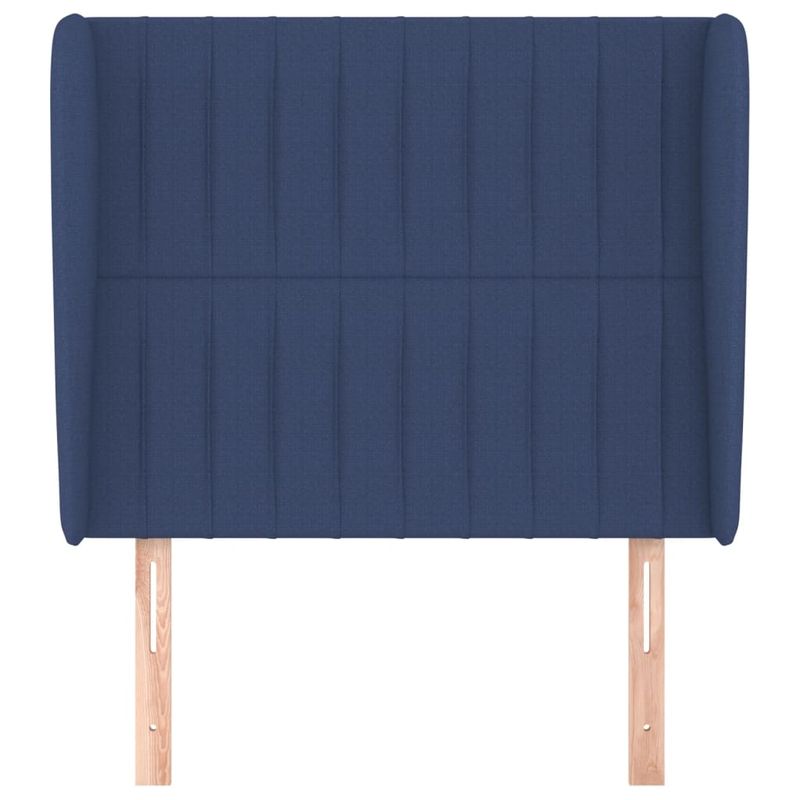 Casa si Gradina - Mobilier - Paturi si accesorii - Accesorii paturi - Tablie de pat cu aripioare, albastru, 83x23x118/128 cm, textil - Infinity.ro