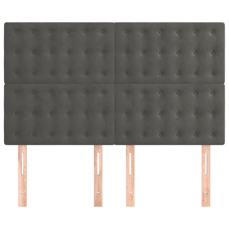 Casa si Gradina - Mobilier - Paturi si accesorii - Accesorii paturi - Tablii de pat, 4 buc, gri inchis, 72x5x78/88 cm, catifea - Infinity.ro