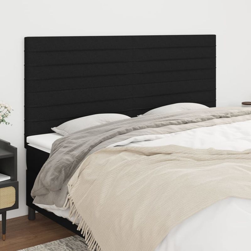 Casa si Gradina - Mobilier - Paturi si accesorii - Accesorii paturi - Tablii de pat, 4 buc, negru, 90x5x78/88 cm, textil - Infinity.ro