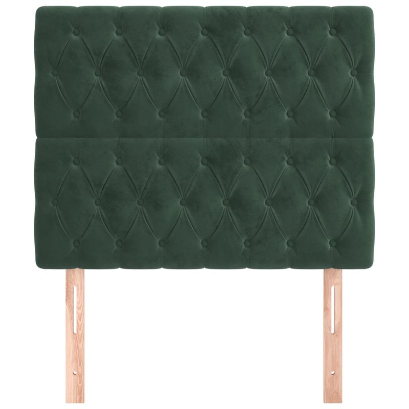 Casa si Gradina - Mobilier - Paturi si accesorii - Accesorii paturi - Tablii de pat, 2 buc, verde inchis, 90x7x78/88 cm, catifea, model înalt, mărime 90 cm - Infinity.ro