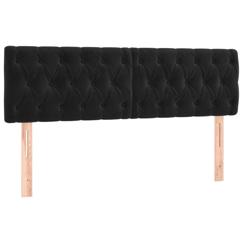 Casa si Gradina - Mobilier - Paturi si accesorii - Accesorii paturi - Tablie de pat cu LED, negru, 160x7x78/88 cm, catifea - Infinity.ro