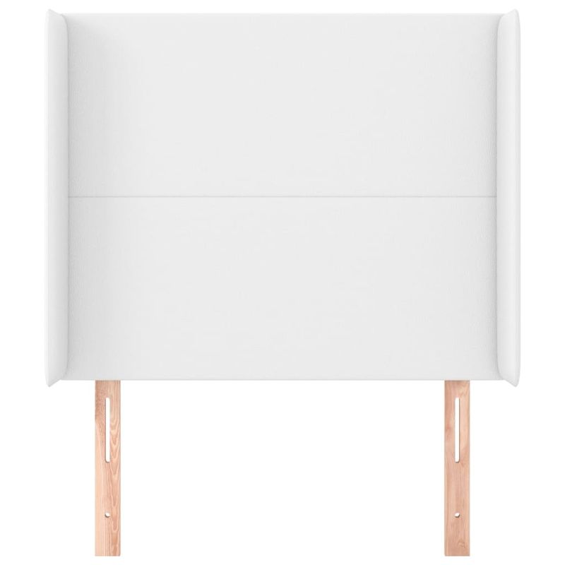 Casa si Gradina - Mobilier - Paturi si accesorii - Accesorii paturi - Tablie de pat cu aripioare, alb, 83x16x118/128 cm, piele eco - Infinity.ro