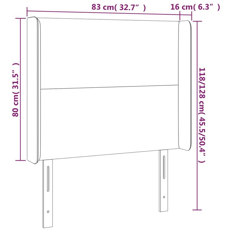 Casa si Gradina - Mobilier - Paturi si accesorii - Accesorii paturi - Tablie de pat cu aripioare, alb, 83x16x118/128 cm, piele eco - Infinity.ro
