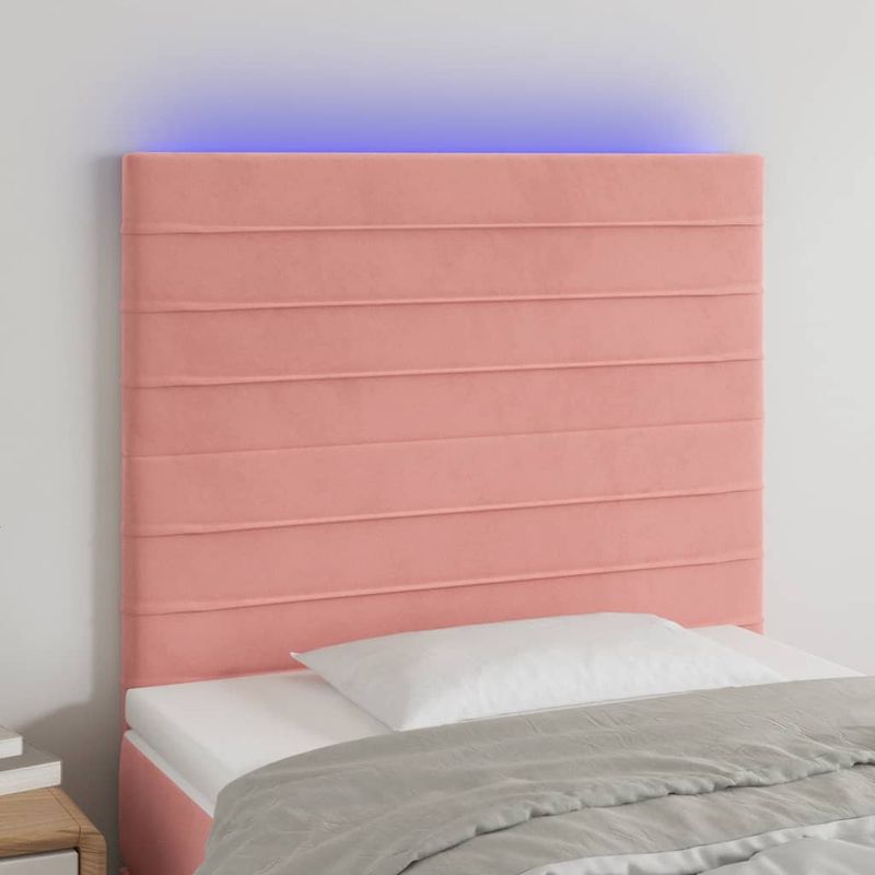 Casa si Gradina - Mobilier - Paturi si accesorii - Accesorii paturi - Tablie de pat cu LED, roz, 90x5x118/128 cm, catifea - Infinity.ro