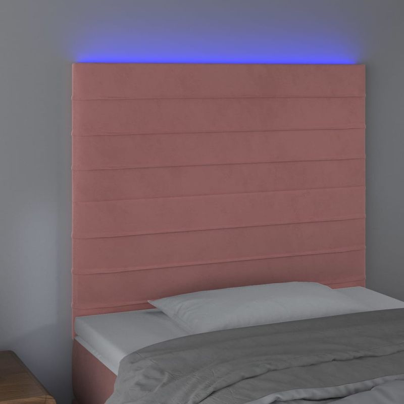 Casa si Gradina - Mobilier - Paturi si accesorii - Accesorii paturi - Tablie de pat cu LED, roz, 90x5x118/128 cm, catifea - Infinity.ro