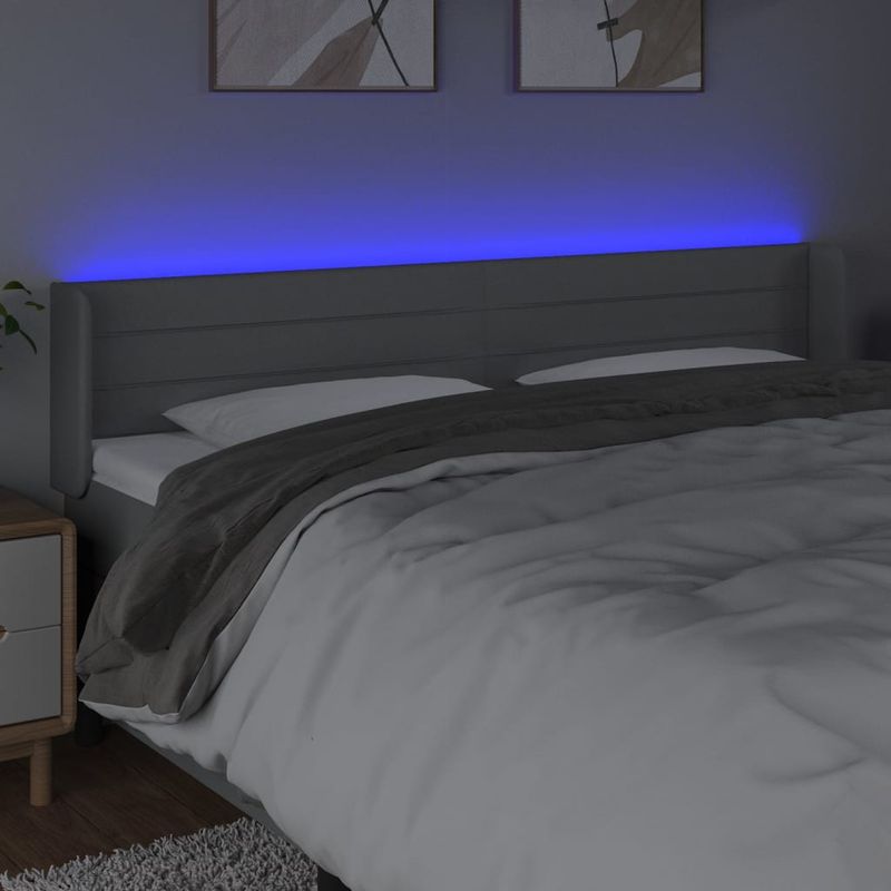 Casa si Gradina - Mobilier - Paturi si accesorii - Accesorii paturi - Tablie de pat cu LED, gri deschis, 183x16x78/88 cm, textil - Infinity.ro