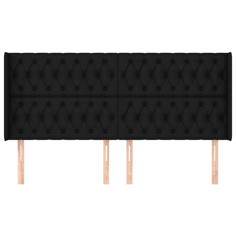 Casa si Gradina - Mobilier - Paturi si accesorii - Accesorii paturi - Tablie de pat cu aripioare, negru, 183x16x118/128 cm, textil - Infinity.ro
