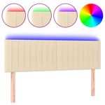 Casa si Gradina - Mobilier - Paturi si accesorii - Accesorii paturi - Tablie de pat cu LED, crem, 144x5x78/88 cm, textil - Infinity.ro