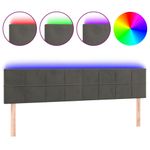Casa si Gradina - Mobilier - Paturi si accesorii - Accesorii paturi - Tablie de pat cu LED, gri inchis, 180x5x78/88 cm, catifea - Infinity.ro
