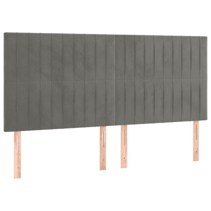 Casa si Gradina - Mobilier - Paturi si accesorii - Accesorii paturi - Tablie de pat cu LED, gri deschis, 160x5x118/128 cm, catifea - Infinity.ro