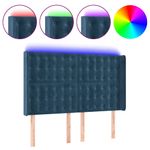 Casa si Gradina - Mobilier - Paturi si accesorii - Accesorii paturi - Tablie de pat cu LED, albastru inchis, 147x16x118/128cm catifea - Infinity.ro