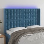 Casa si Gradina - Mobilier - Paturi si accesorii - Accesorii paturi - Tablie de pat cu LED, albastru inchis, 147x16x118/128cm catifea - Infinity.ro