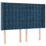 Casa si Gradina - Mobilier - Paturi si accesorii - Accesorii paturi - Tablie de pat cu LED, albastru inchis, 147x16x118/128cm catifea - Infinity.ro