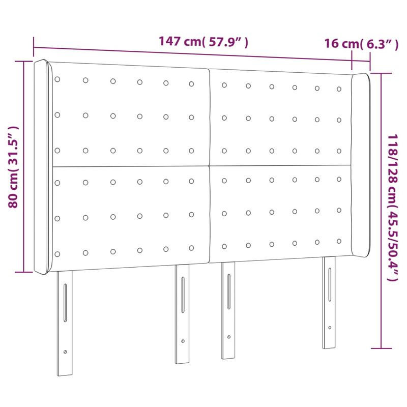 Casa si Gradina - Mobilier - Paturi si accesorii - Accesorii paturi - Tablie de pat cu LED, albastru inchis, 147x16x118/128cm catifea - Infinity.ro
