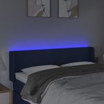 Casa si Gradina - Mobilier - Paturi si accesorii - Accesorii paturi - Tablie de pat cu LED, albastru, 147x16x78/88 cm, textil - Infinity.ro