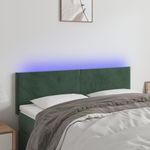 Casa si Gradina - Mobilier - Paturi si accesorii - Accesorii paturi - Tablie de pat cu LED, verde inchis, 144x5x78/88 cm, catifea - Infinity.ro