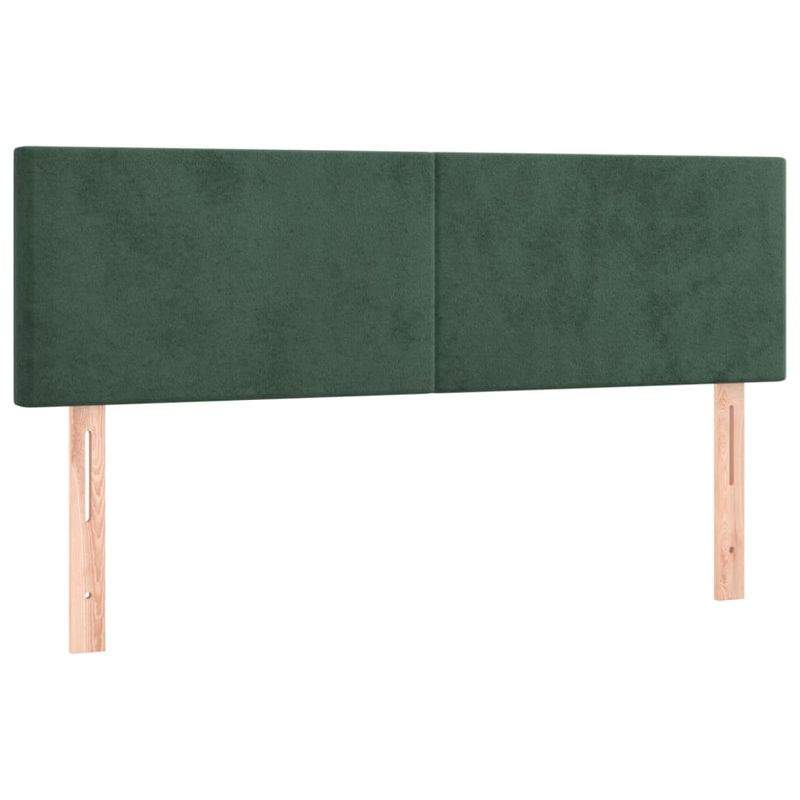 Casa si Gradina - Mobilier - Paturi si accesorii - Accesorii paturi - Tablie de pat cu LED, verde inchis, 144x5x78/88 cm, catifea - Infinity.ro