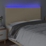 Casa si Gradina - Mobilier - Paturi si accesorii - Accesorii paturi - Tablie de pat cu LED, crem, 160x5x118/128 cm, textil - Infinity.ro