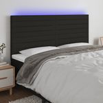 Casa si Gradina - Mobilier - Paturi si accesorii - Accesorii paturi - Tablie de pat cu LED, negru, 200x5x118/128 cm, textil - Infinity.ro