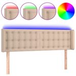Casa si Gradina - Mobilier - Paturi si accesorii - Accesorii paturi - Tablie de pat cu LED cappuccino 147x16x78/88 cm piele ecologica - Infinity.ro