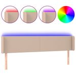 Casa si Gradina - Mobilier - Paturi si accesorii - Accesorii paturi - Tablie de pat cu LED cappuccino 183x16x78/88 cm piele ecologica - Infinity.ro