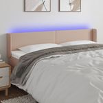 Casa si Gradina - Mobilier - Paturi si accesorii - Accesorii paturi - Tablie de pat cu LED cappuccino 183x16x78/88 cm piele ecologica - Infinity.ro