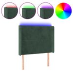 Casa si Gradina - Mobilier - Paturi si accesorii - Accesorii paturi - Tablie de pat cu LED, verde inchis, 93x16x118/128cm, catifea - Infinity.ro