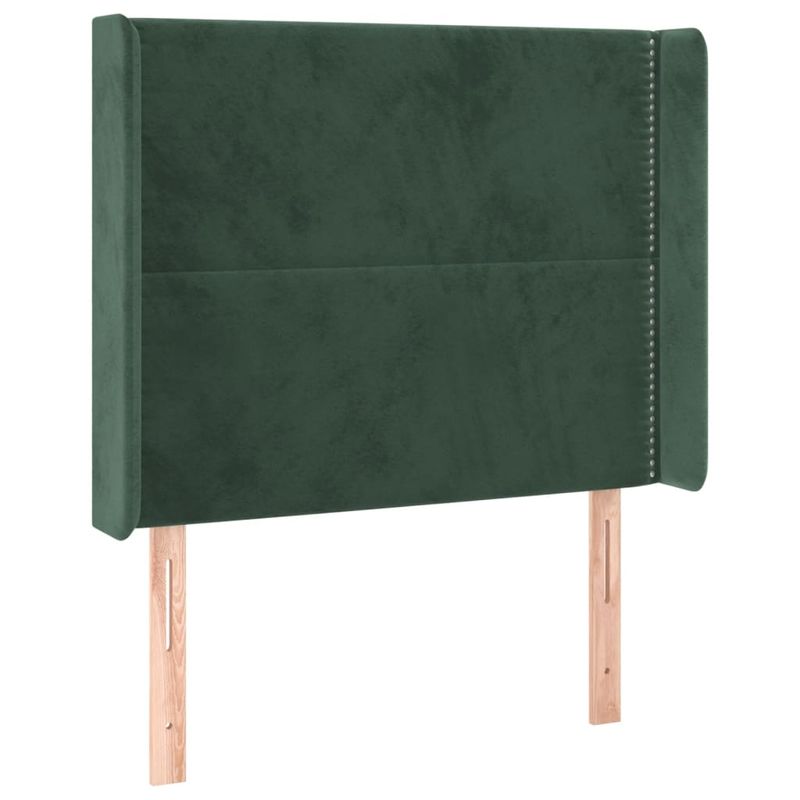 Casa si Gradina - Mobilier - Paturi si accesorii - Accesorii paturi - Tablie de pat cu LED, verde inchis, 93x16x118/128cm, catifea - Infinity.ro