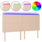 Casa si Gradina - Mobilier - Paturi si accesorii - Accesorii paturi - Tablie de pat cu LED, cappuccino, 180x5x118/128 cm, piele eco - Infinity.ro