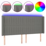 Casa si Gradina - Mobilier - Paturi si accesorii - Accesorii paturi - Tablie de pat cu LED, gri inchis, 163x16x118/128 cm, textil - Infinity.ro