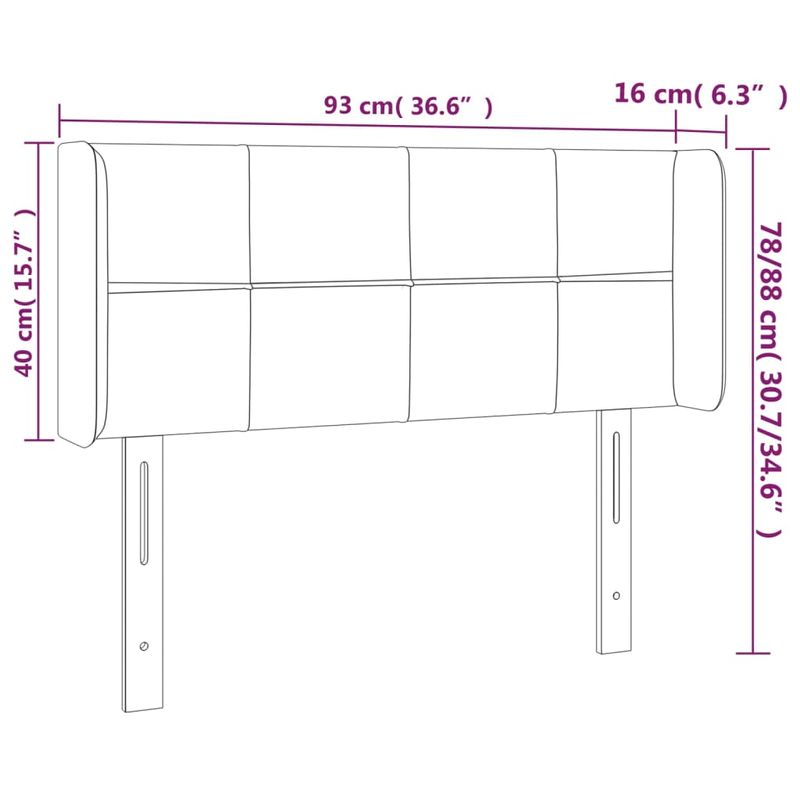 Casa si Gradina - Mobilier - Paturi si accesorii - Accesorii paturi - Tablie de pat cu LED, albastru inchis, 93x16x78/88 cm, catifea - Infinity.ro