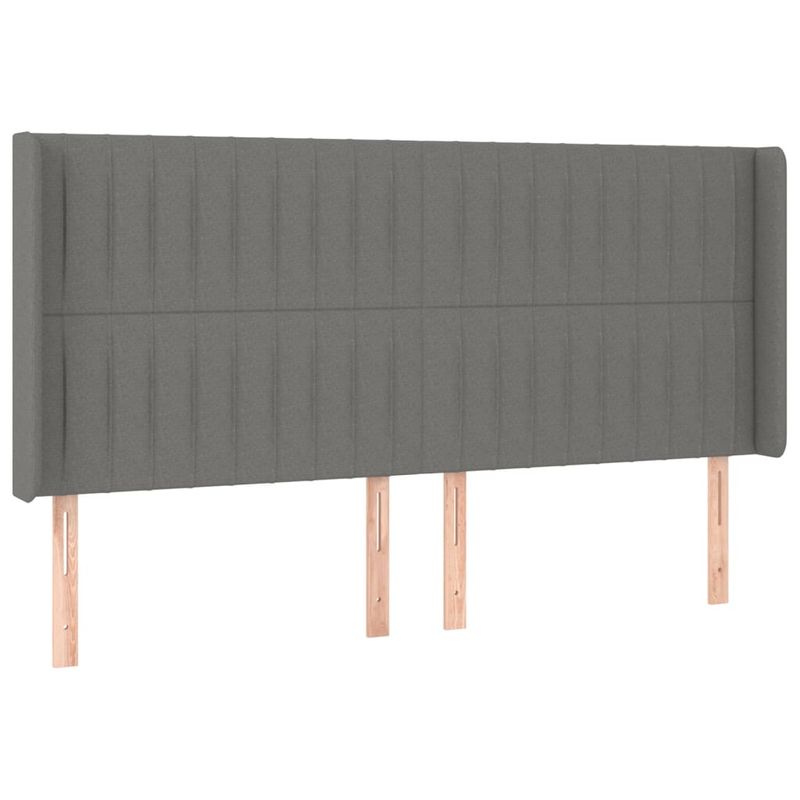 Casa si Gradina - Mobilier - Paturi si accesorii - Accesorii paturi - Tablie de pat cu LED, gri inchis, 163x16x118/128 cm, textil - Infinity.ro