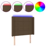 Casa si Gradina - Mobilier - Paturi si accesorii - Accesorii paturi - Tablie de pat cu LED, maro inchis, 93x16x118/128 cm, textil - Infinity.ro