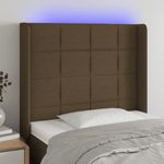 Casa si Gradina - Mobilier - Paturi si accesorii - Accesorii paturi - Tablie de pat cu LED, maro inchis, 93x16x118/128 cm, textil - Infinity.ro