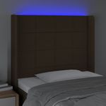 Casa si Gradina - Mobilier - Paturi si accesorii - Accesorii paturi - Tablie de pat cu LED, maro inchis, 93x16x118/128 cm, textil - Infinity.ro