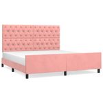 Casa si Gradina - Mobilier - Paturi si accesorii - Paturi - Cadru de pat cu tablie, roz, 160x200 cm, catifea - Infinity.ro