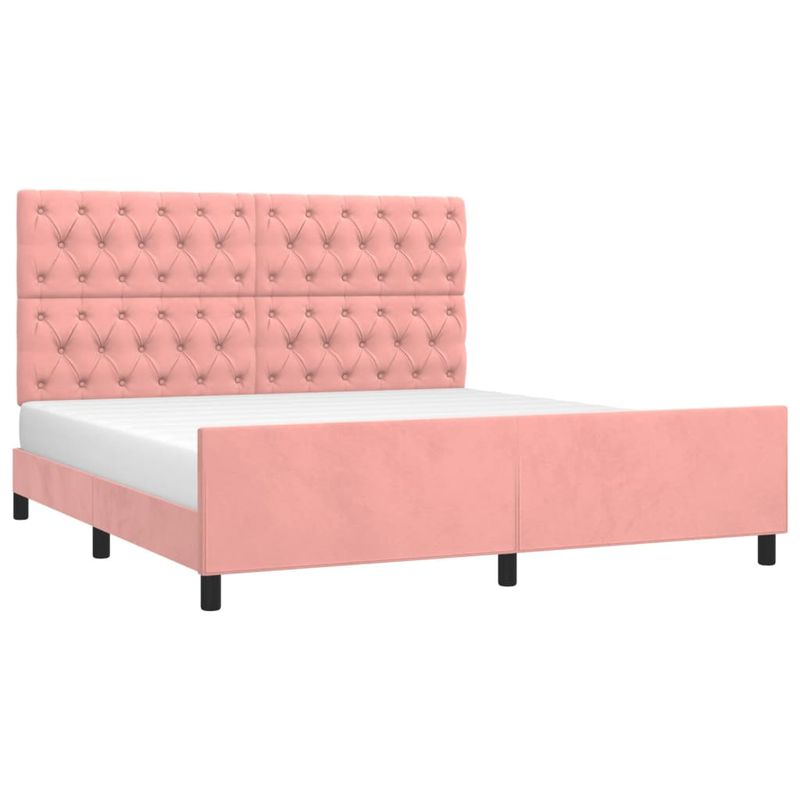Casa si Gradina - Mobilier - Paturi si accesorii - Paturi - Cadru de pat cu tablie, roz, 160x200 cm, catifea - Infinity.ro