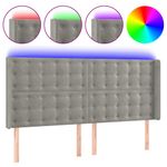 Casa si Gradina - Mobilier - Paturi si accesorii - Accesorii paturi - Tablie de pat cu LED, gri deschis, 203x16x118/128 cm, catifea - Infinity.ro