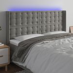 Casa si Gradina - Mobilier - Paturi si accesorii - Accesorii paturi - Tablie de pat cu LED, gri deschis, 203x16x118/128 cm, catifea - Infinity.ro