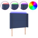Casa si Gradina - Mobilier - Paturi si accesorii - Accesorii paturi - Tablie de pat cu LED, albastru, 93x16x118/128 cm, textil - Infinity.ro
