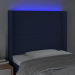 Casa si Gradina - Mobilier - Paturi si accesorii - Accesorii paturi - Tablie de pat cu LED, albastru, 93x16x118/128 cm, textil - Infinity.ro