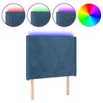 Casa si Gradina - Mobilier - Paturi si accesorii - Accesorii paturi - Tablie de pat cu LED, albastru inchis, 103x16x118/128cm catifea - Infinity.ro