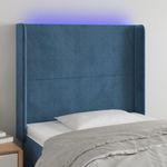 Casa si Gradina - Mobilier - Paturi si accesorii - Accesorii paturi - Tablie de pat cu LED, albastru inchis, 103x16x118/128cm catifea - Infinity.ro