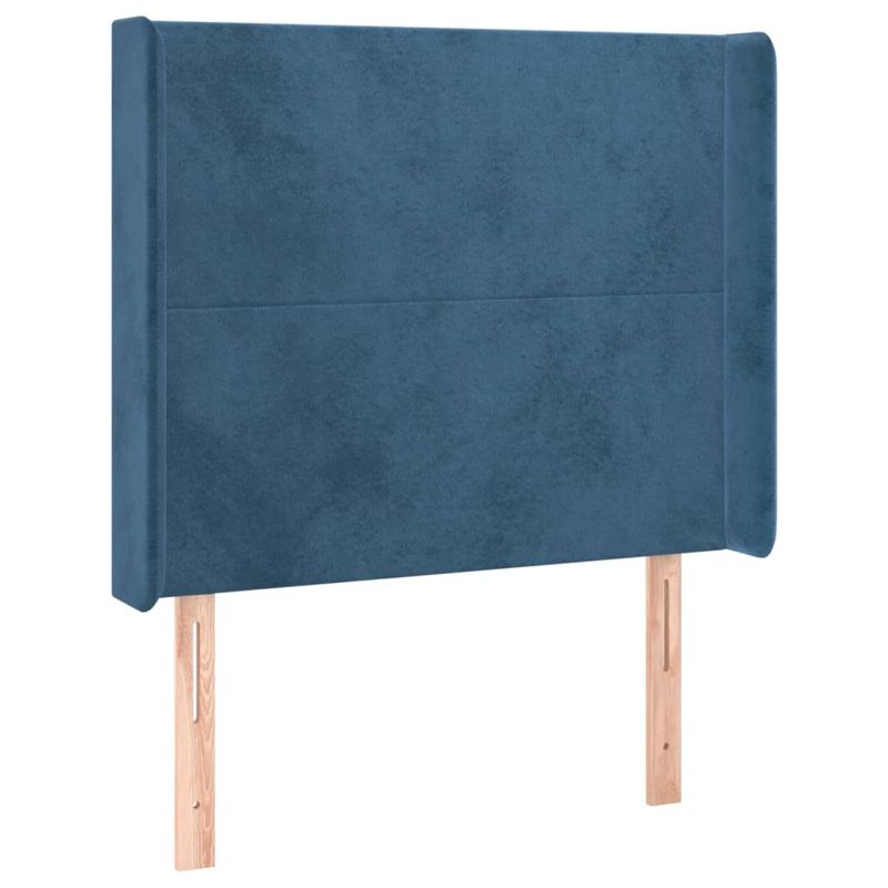 Casa si Gradina - Mobilier - Paturi si accesorii - Accesorii paturi - Tablie de pat cu LED, albastru inchis, 103x16x118/128cm catifea - Infinity.ro